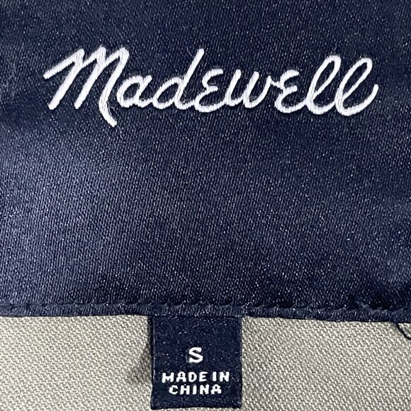 Madewell Green Cotton Button Up Army Jacket Collar Snap Pockets Size Small S - Picture 3 of 16